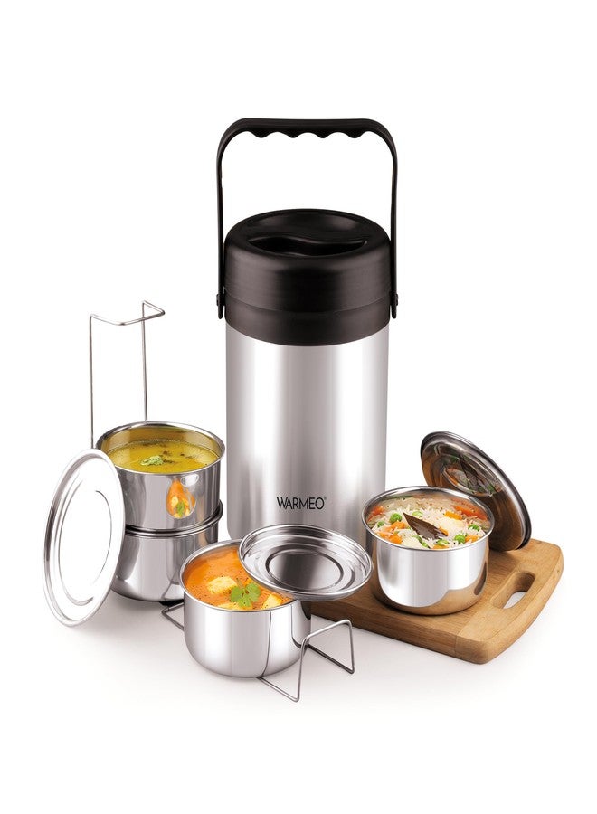 WARMEO مجموعة علب طعام وارميو ليجند، 4 قطع، مصنوعة من الفولاذ المقاوم للصدأ، سعة كل منها 600 مل، معزولة بمادة البولي يوريثين، مانعة للتسرب، مناسبة لحفظ الطعام ساخنًا وباردًا، مثالية للمكتب والجامعة والنزهات - Image 1